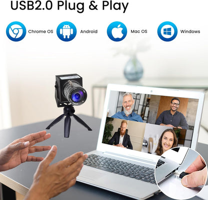 Svpro 4K USB HDMI-camera, handmatige zoom, webcam, variabele focus, externe computercamera, H.264, industriële camera, USB en HDMI, dubbele uitgang voor laptop, tablet, tv-monitor