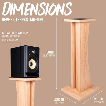 Gator Frameworks Elite-serie staande houten studio monitor luidsprekerstandaard in natuurlijke esdoornafwerking; enkel (GFW-ELITESPKSTMN-MPL)
