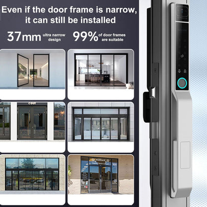 Smart Lock 2,4 GHz WiFi Keyless toegangsdeur slot greep aluminium biometrische deur Ty App voor 40-120 mm dikte kantoor thuis slaapkamerdeur (zwart)