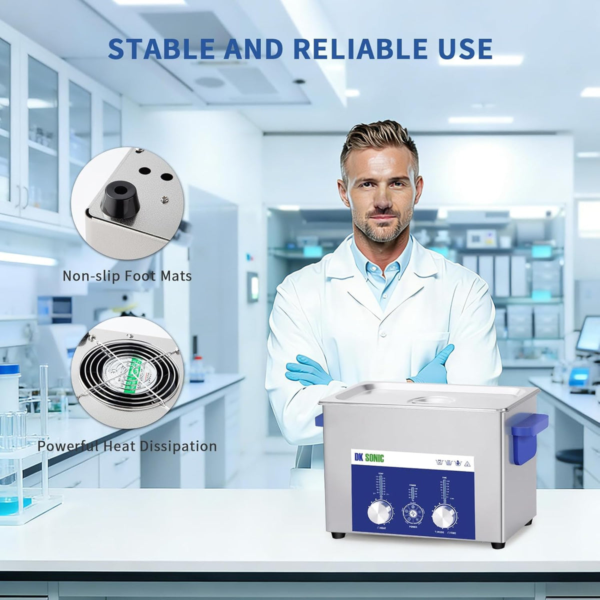 DK SONIC Ultrasone Reiniger 4L 120W, Ultrasone Sieradenreiniger met Instelbare Vermogensregeling en Vijf Standen voor het Reinigen van Brillen, Kettingen, Horloges en Munten