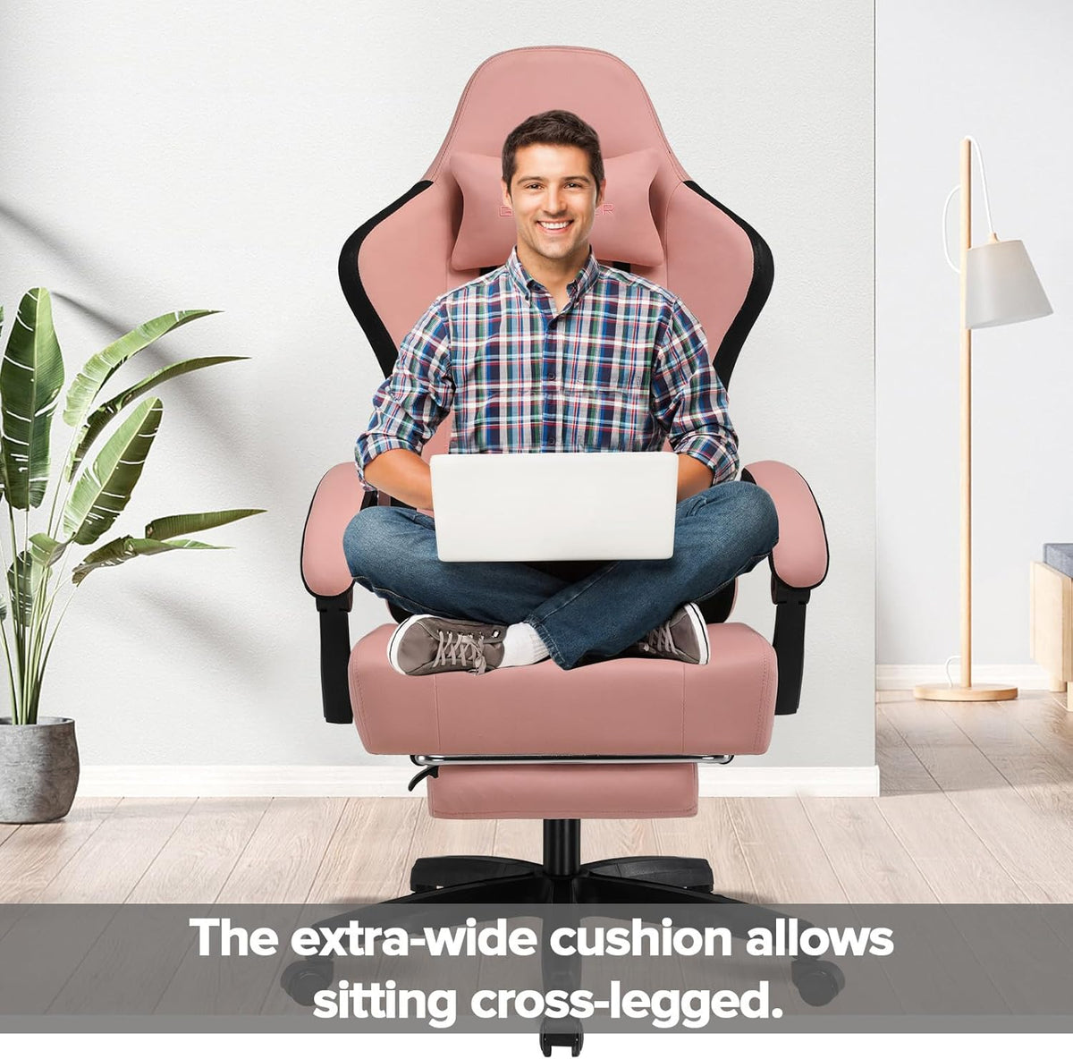 GTPLAYER Gaming Chair, Office Chair with Pocket Spring Cushion, Armrests and Hinged Footrest, Ergonomic Computer Chair with High Back and Lumbar Support OB - QUORE