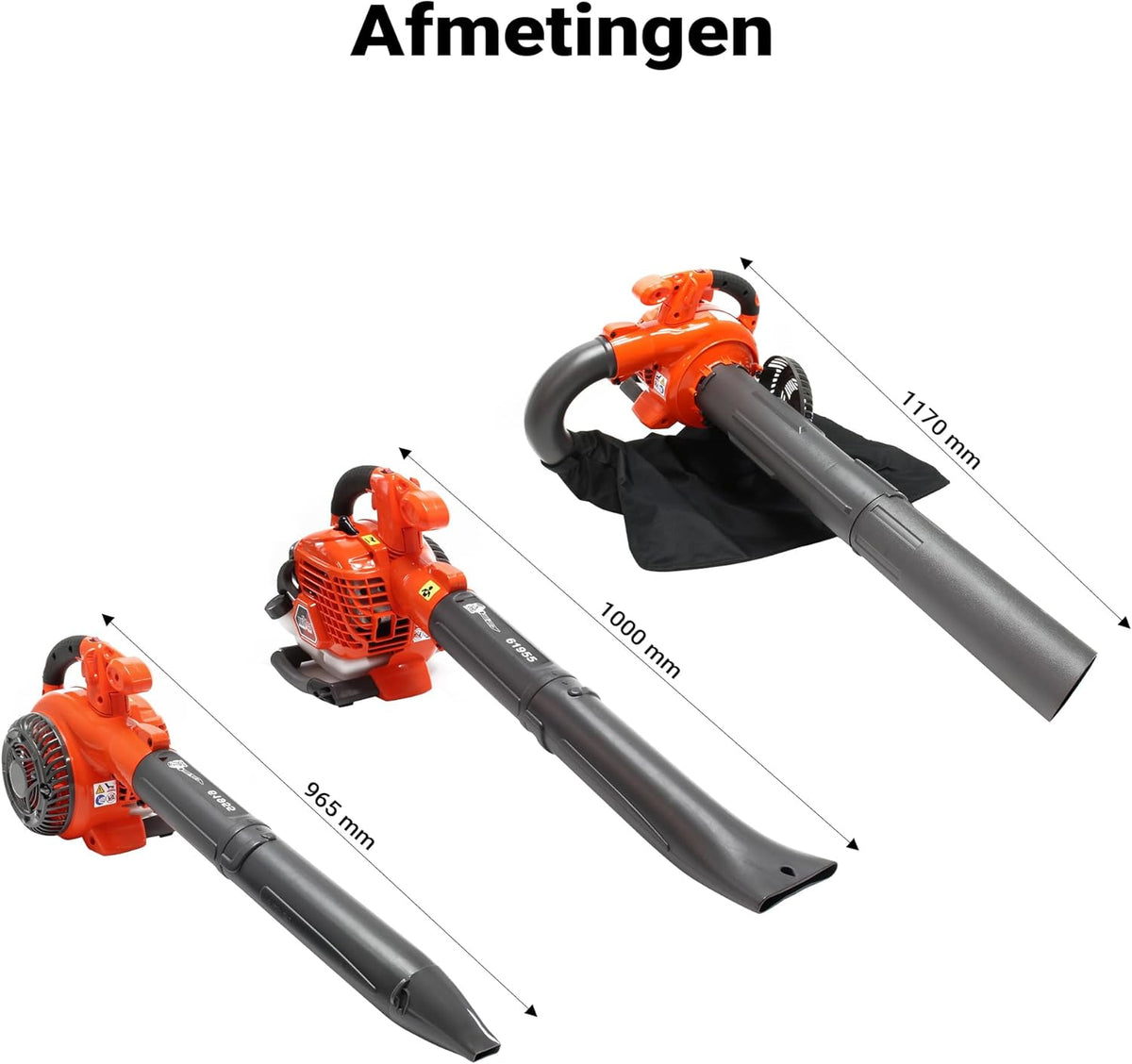 3-in-1 bladblazer, bladzuiger & versnipperaar – 1 pk 26cc – benzine – incl. 50L opvangzak