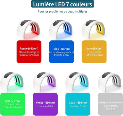 7-Kleurige LED-Gezichtsmasker voor Thuisgebruik – LED Masker, Lichtmasker, Fotonmasker, Huidverzorgingsmasker – 7 Lichtkleuren, 96 Lampkralen