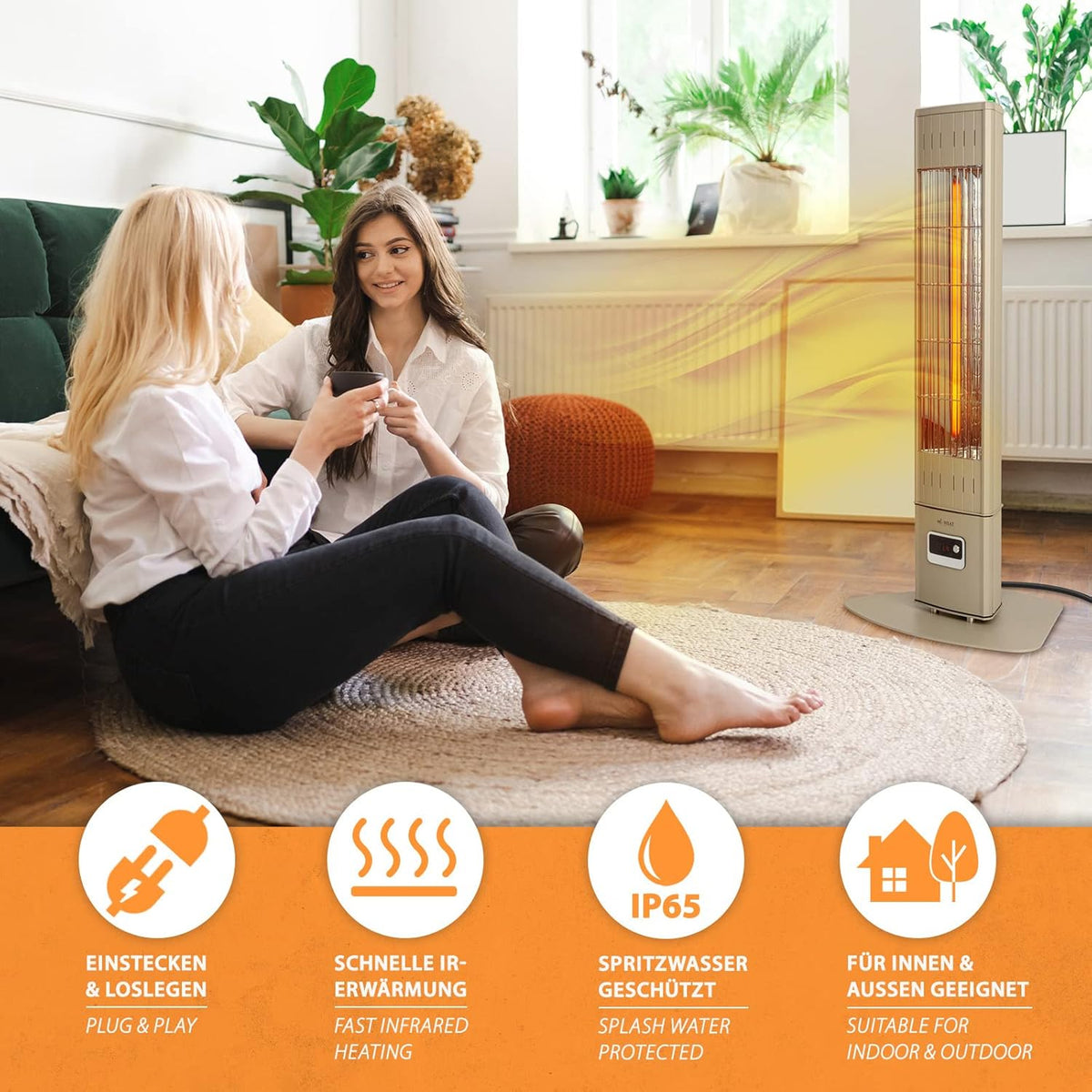 Mi-Heat SIH-2300R Infrarood staande warmtestraler, 2300 watt, 4 warmtestanden, afstandsbediening, volledig metalen behuizing, IP65 outdoor