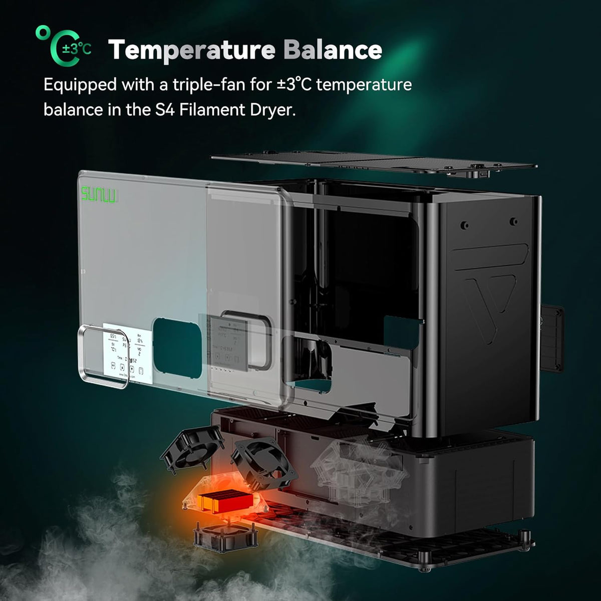 Filamentdroger – Filament Dryer – Filament Droogbox – Filament Ontvochtiger – 3D-Printer Accessoires – 4 Spoelen Capaciteit – Intelligente Vochtregeling en Snel Opwarmen Tot 70 °C