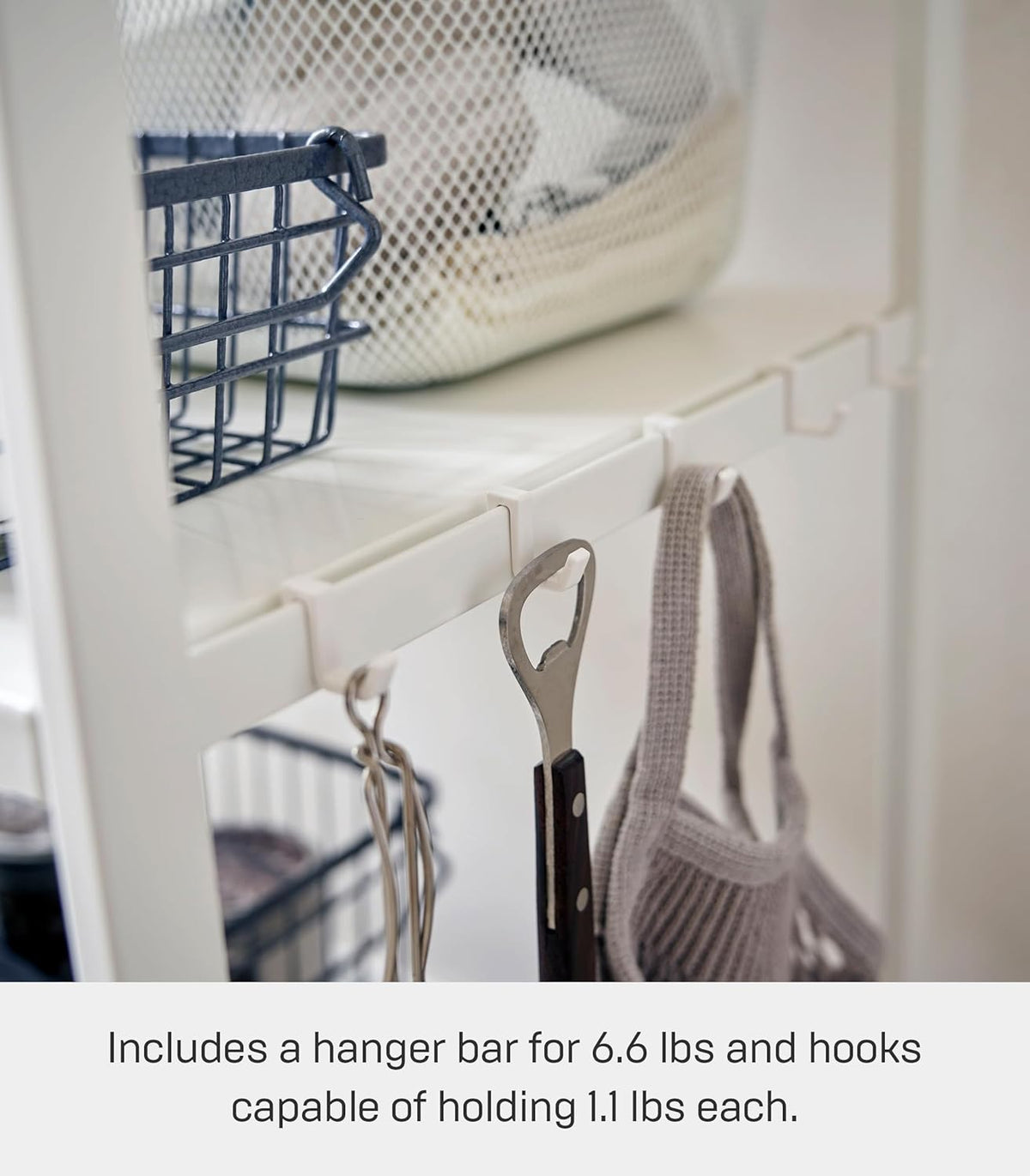 Yamazaki 3597 TOWER 3~Tiered Storage Rack, white, Steel/Wood, 60 x 46.5 x 90 cm