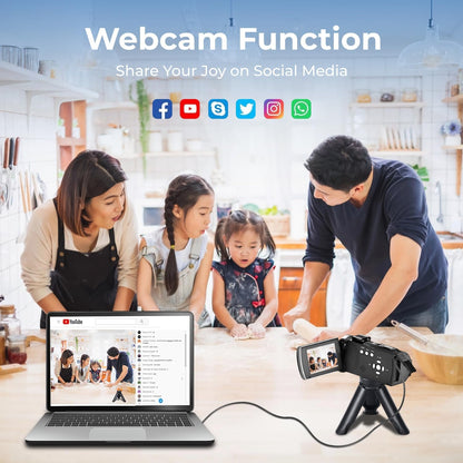 Videocamera 4K 64MP met 32GB SD-Kaart, Afstandsbediening en Batterij – Camcorder – Videorecorder – Digitale Camera – Vlogcamera – 3,0 Inch 270° Draaibaar IPS-Scherm – 18X Digitale Zoom