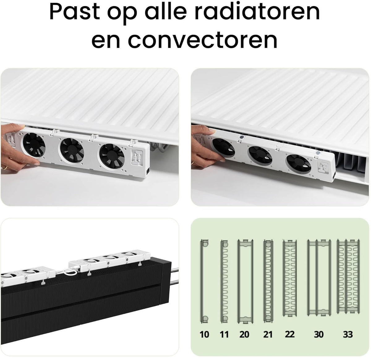 SpeedComfort Radiator Ventilator met Control Sensor - Duo Set (2x) - Sneller Verwarmen - Tot 22% Energie Besparen - Geschikt voor Warmtepomp - Meerdere Snelheden - Simpel te Plaatsen - Fluisterstil