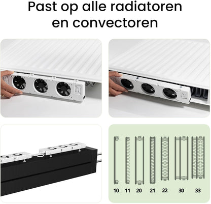 SpeedComfort Radiator Ventilator met Control Sensor - Duo Set (2x) - Sneller Verwarmen - Tot 22% Energie Besparen - Geschikt voor Warmtepomp - Meerdere Snelheden - Simpel te Plaatsen - Fluisterstil