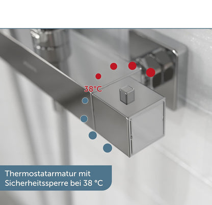 Douchesysteem – Doucheset – Douchezuil – Douchepaneel – Regendouche – Thermostaatkraan – Grote Regendouche 32x20 cm – Verstelbare Handdouche – Waterbesparend – Chroom