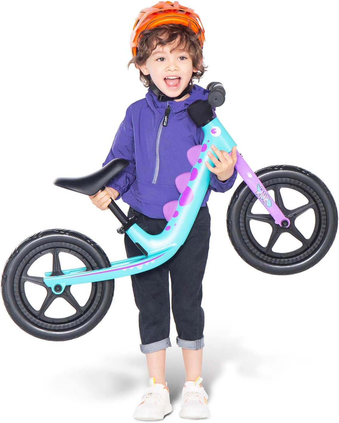 RoyalBaby RAWR Loopfiets voor kinderen, loopfiets, 12 inch, voor jongens en meisjes van 3-5 jaar, magnesiumframe, fiets, groen, blauw, kinderfiets voor balans, kinderfietsen