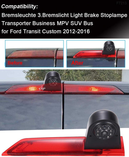 【4,3 '' achteruitkijkspiegel monitor + achteruitrijcamera transporter】 in 3e remlicht HD achteruitkijkcamera voor Ford Transit Custom 2012-2016 Van