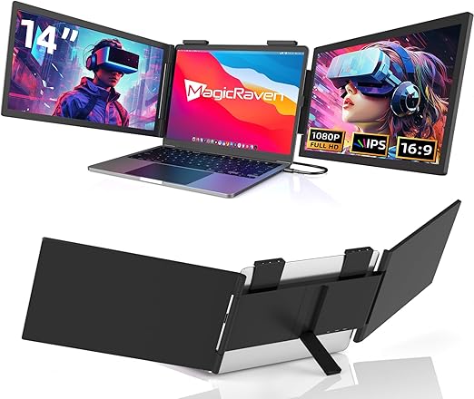 Dubbel Draagbaar Scherm – Tweede Monitor – Laptop Extender – Portable Display – USB-C Monitor – 14 Inch Full HD IPS – Plug & Play Zonder Drivers