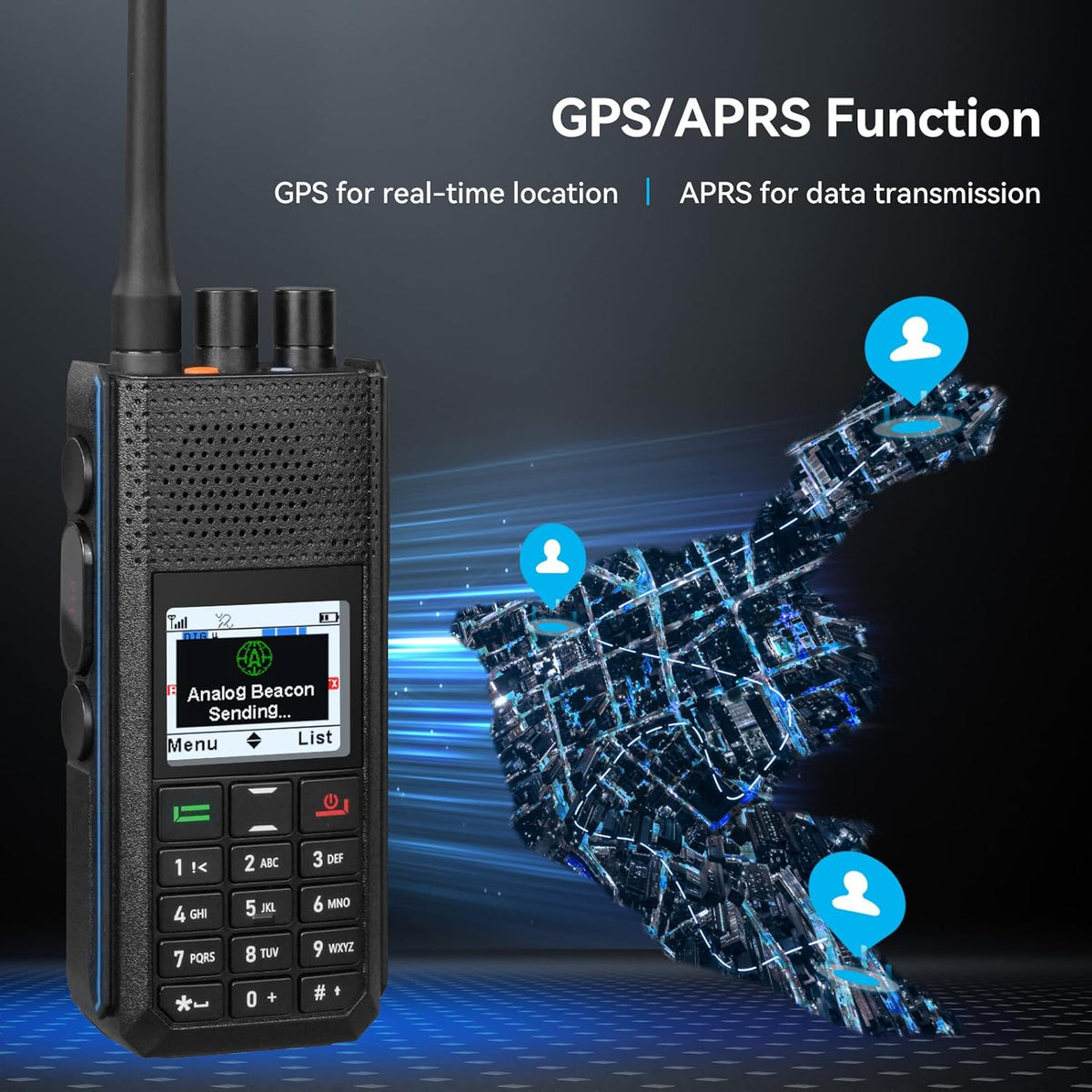 Retevis Ailunce H1 DMR Ham Radio, APRS/GPS Radiocommunicatie, Realtime Locatie Tracking, Talk Alias, Type-C Oplaadbaar, Dual Band Walkie Talkie voor Ham Event (1 Stuk)