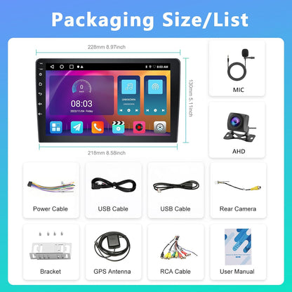 2+64G Auto Radio 2 din Android met Bluetooth GPS -Navigatie, Motorsi Dubbele din Carplay Radio Auto met Scherm, Stereo Auto Support Mirrorlink/FM/WIFI/USB/SWC + Achteruitrijcamera + Microfoon