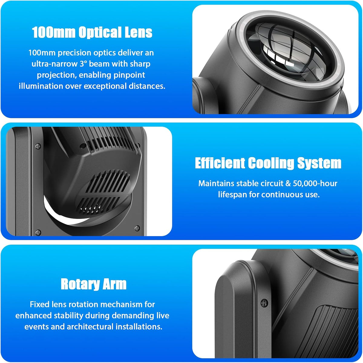 150 W bewegende kop LED Spot Beam Light met 8 Gobo 18 Prisma DMX512 besturing voor podium, disco, party, bruiloft, Kerstmis, Halloween
