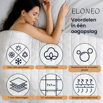 ELONEO verzwaringsdeken 200x200 cm met 7 kg, TÜV- en Oeko-Tex-gecertificeerd, weighted blanket van 100% katoen, ontspanningsdeken & anti-stress therapiedeken, zware deken om onder te slapen