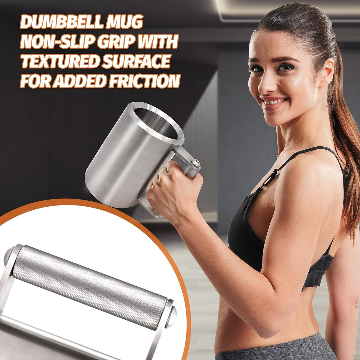 10kg/22lb Heavy Coffee Mug Challenge 304 Stainless Steel Dumbbell Cups Silver Overweight Sports Water Cup for Fitness Training Arm Strength Prank Gift Home Gym Workout Equipment 400ml/13.5oz - QUORE