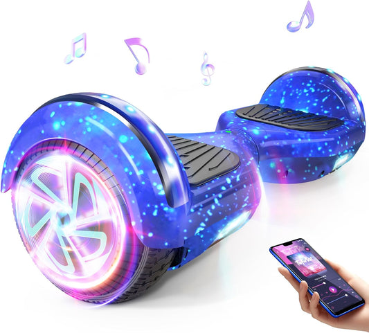 SISIGAD Hoverboard, elektrische step met Bluetooth en 6,5 inch flitswielen en led-koplampen, spatborden, alle terreinen, voor kinderen
