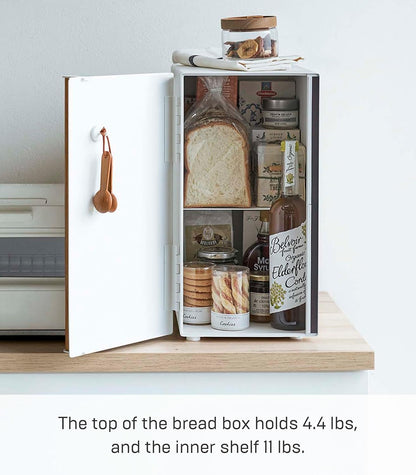 Yamazaki 5682 TOSCA Bread Case Tall, white, Steel/Wood, 22 x 36 x 41 cm