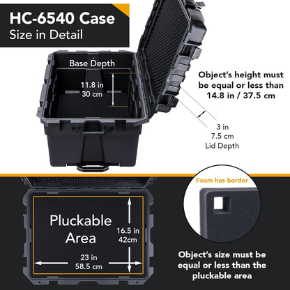 Lykus Grote hardcase box met schuiminzetstuk, verschillende maten, IP66 spatwaterdicht, geschikt voor camera, projector, elektronische apparatuur en meer