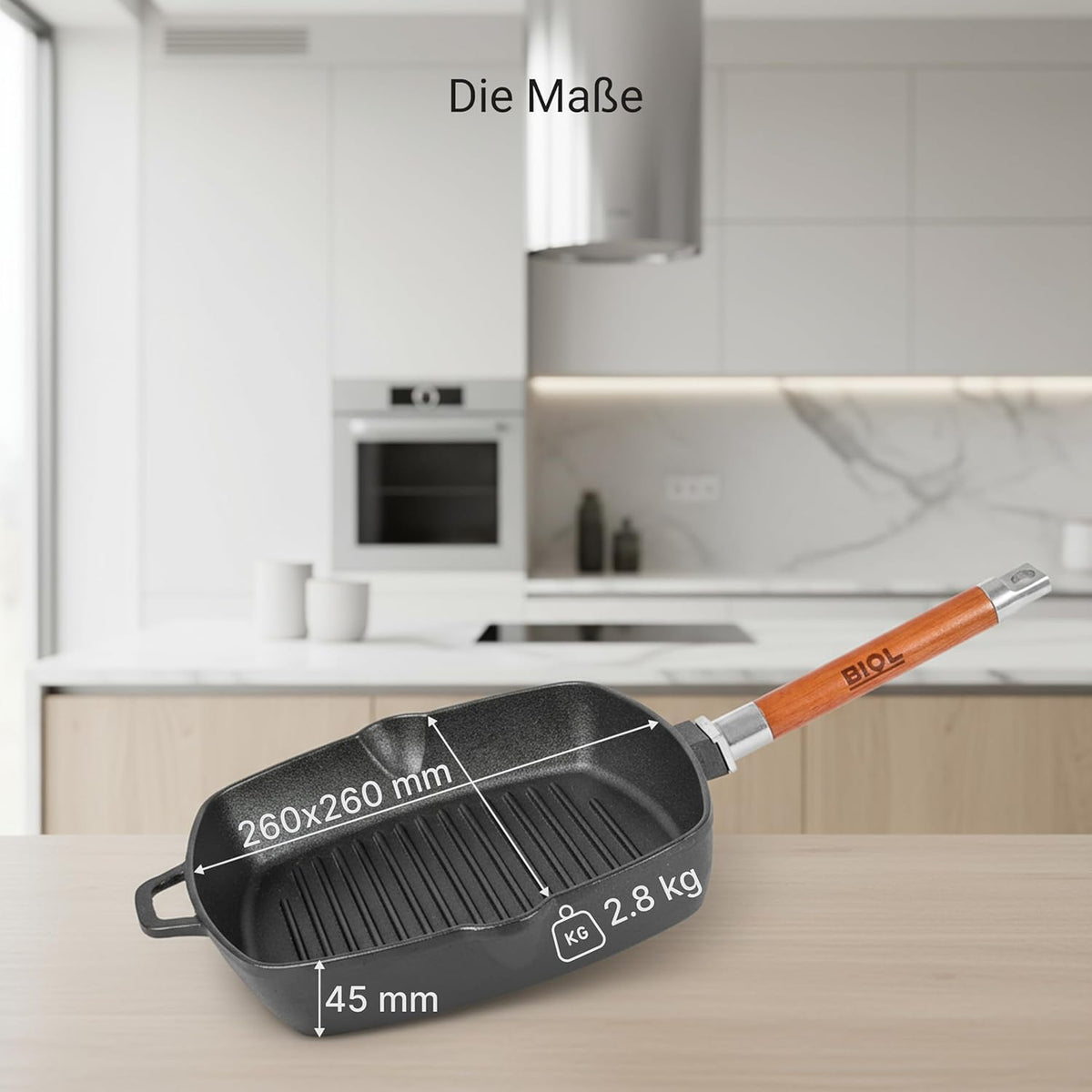 BIOL Cast Iron Pan Set + Grill Pan Round and Square (Parent Frying Pan Set 26 cm + Grill Pan 26 cm) - QUORE