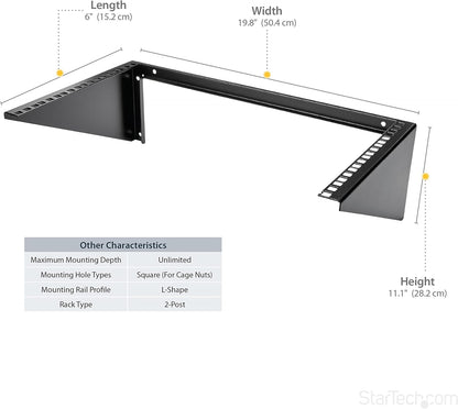 StarTech.com 6U Wandmonteerbaar Patch Paneel Beugel - 19 inch - Staal - Verticale Montagebeugel voor Netwerk- en Data Apparatuur (RK619WALLV)