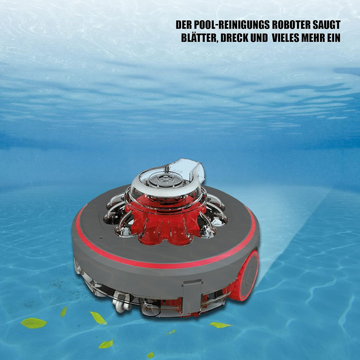 MAUK® Zwembad vloerreiniging robotstofzuiger | Li-Ion accu zwembadzuiger | 200 m² rond en draadloos | DAS! Origineel met ruimtestickerset