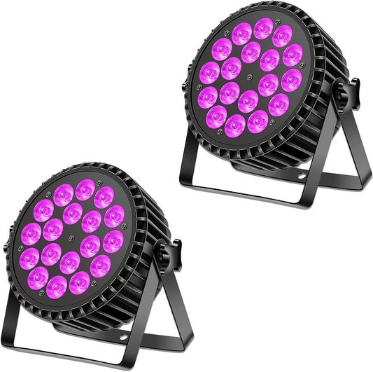 LED Par Spotlights – LED Podiumlampen – DJ Licht – Partyverlichting – Discospots – RGB UV Blacklight – 200W Met DMX512 – Set Van 2
