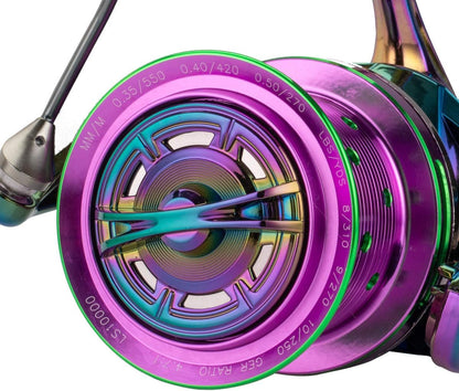 Diwa Spinning Visserijmolens 70 LBS Max Drag Power 18+1 Roestvrij BB Metal Body Casting Visserijwiel 8000 10000 12000 Spool Series Zoetwater Zoutwater Big-Game Surf Ultra Smooth Spinning Reel