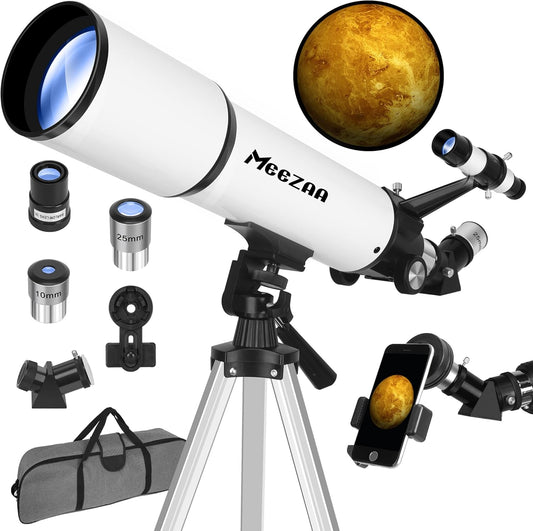 Telescoop voor volwassenen astronomie, 80 mm diafragma 600 mm refractortelescoop voor kinderen en beginners, multi-coated optica hoge transmissie telescopen met statief en telefoon adapter