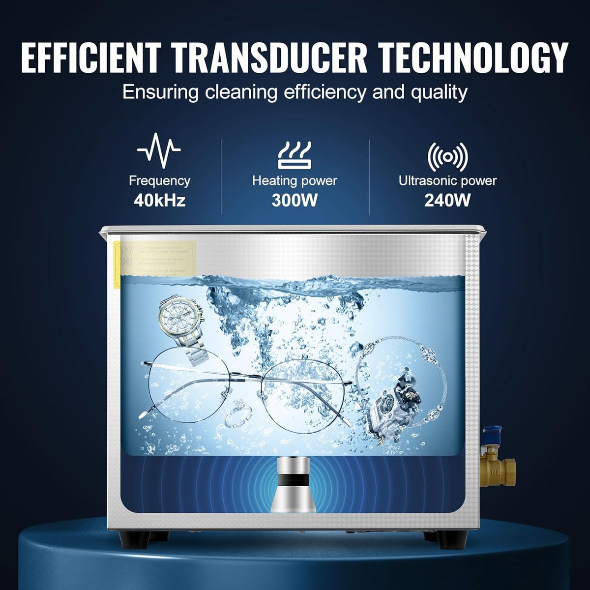 VEVOR Ultrasone reiniger Machine 10L Roestvrij staal Ultrasone reinigingsmachine Digitale verwarming Timer Sieradenreiniging voor commercieel persoonlijk thuisgebruik (10L)