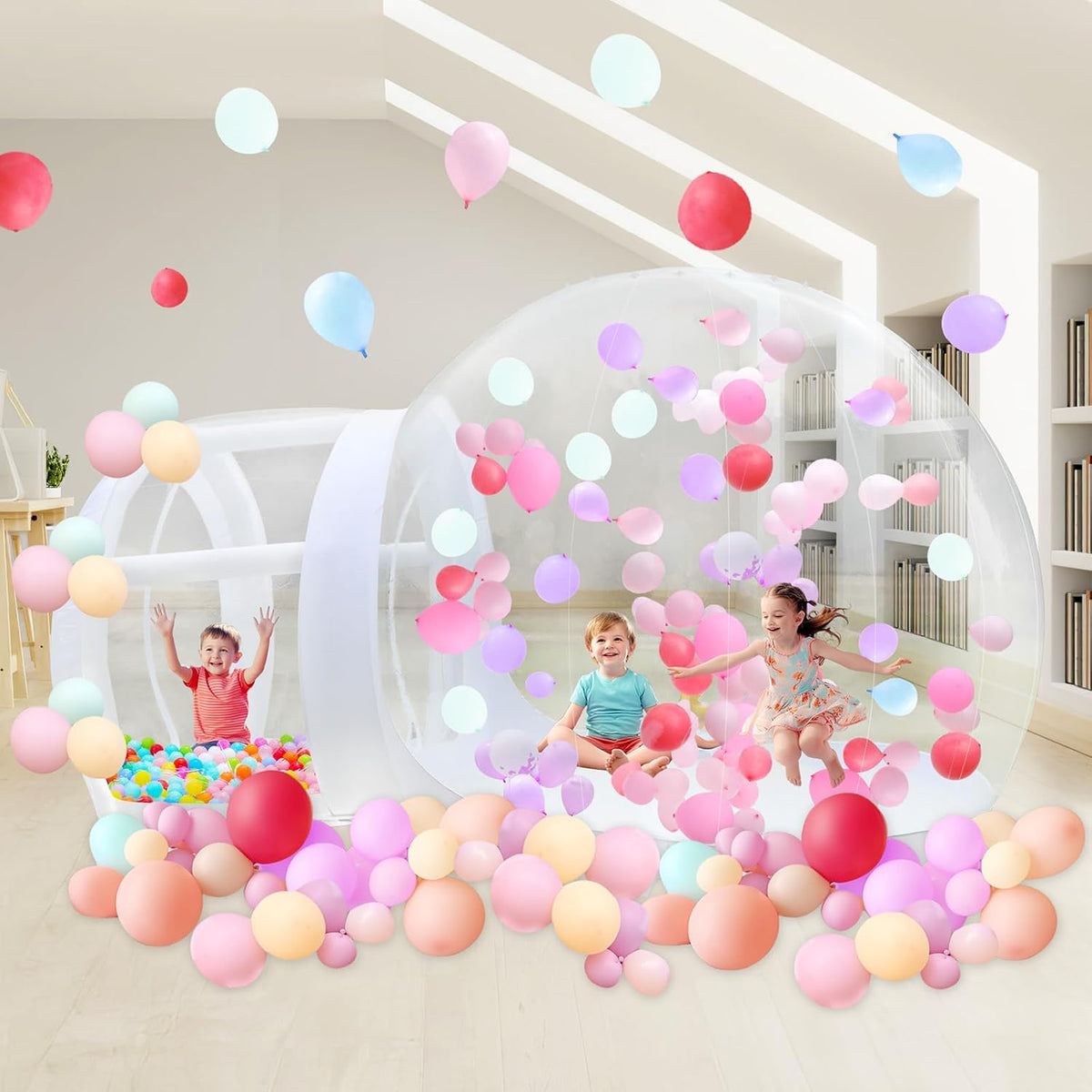 Opblaasbaar bellenhuis 3 m, TPU bellentent voor kinderen en volwassenen, met blazer en pomp, bubbelhuis voor binnen en buiten, tuin, achtertuin, verjaardag, bruiloft, feest