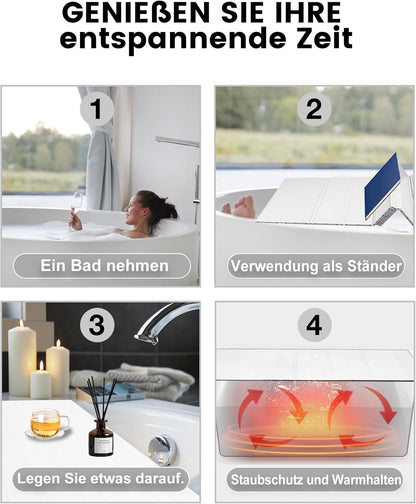 Badkuipafdekking Wit – Badhoes – Baddeksel – Afdekplaat – Isolatieplaat – 75 x 180 cm – 12 mm PVC, Tot 10 kg Belastbaar