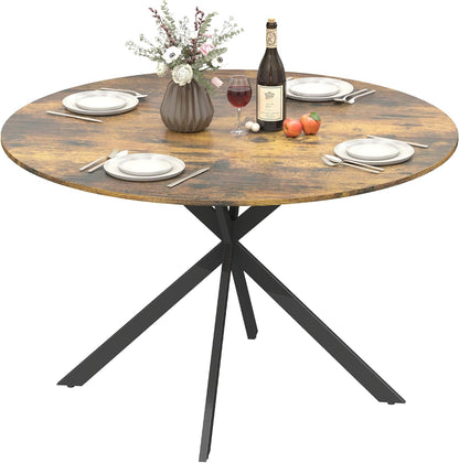Ronde Eettafel – Eetkamertafel – Keukentafel – Bureau – Tafel 120 cm Ø – Industrieel Design – Verstelbare Voetjes