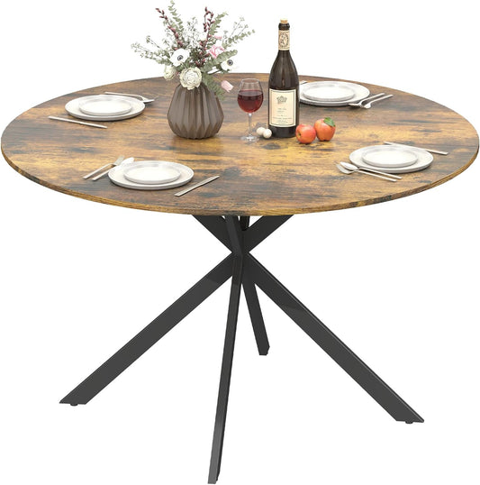 Ronde Eettafel – Eetkamertafel – Keukentafel – Bureau – Tafel 120 cm Ø – Industrieel Design – Verstelbare Voetjes