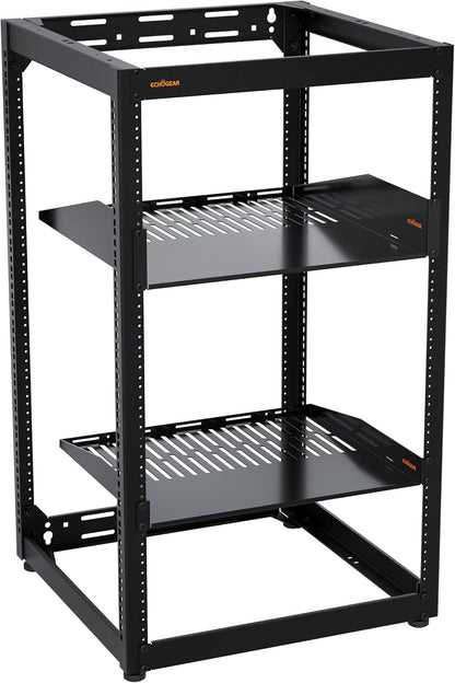 Open Frame Rack 20U – Serverrack – Netwerkrek – AV-rack – 19-Inch Rack – Open Ontwerp Voor Optimale Luchtstroom – Wandmonteerbaar Met 2 Geventileerde Planken