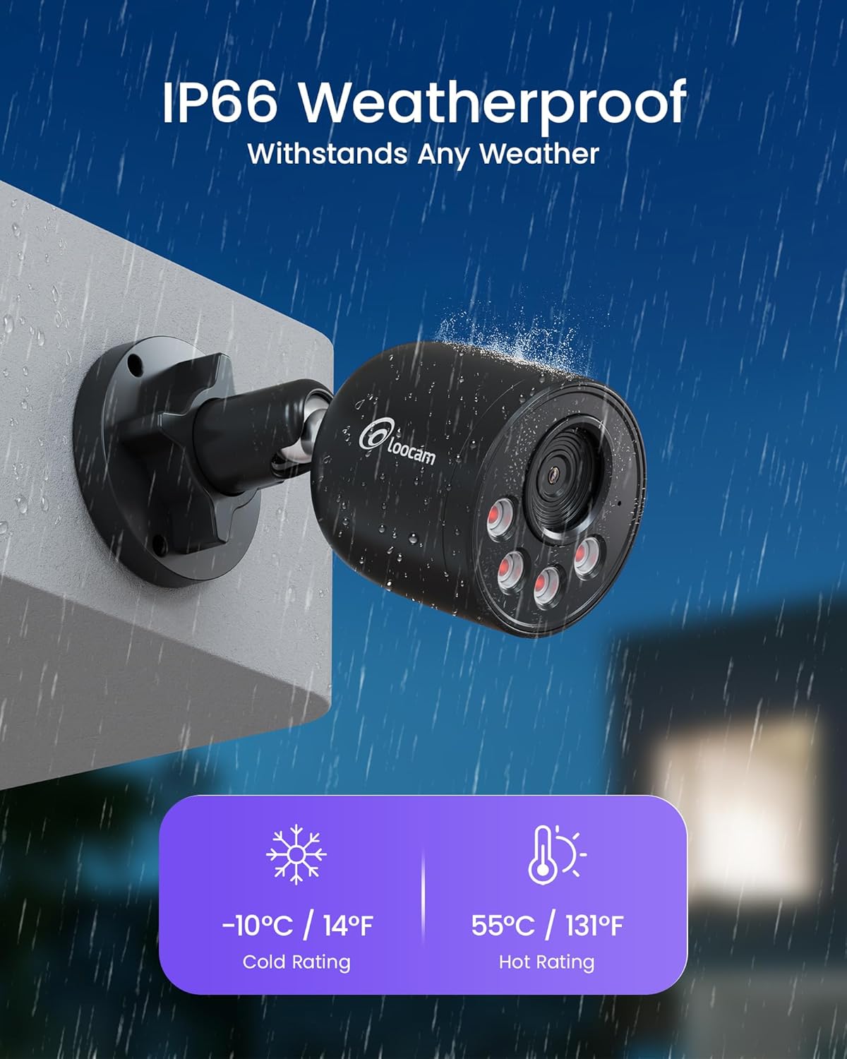 Loocam 2-pack 4K 8MP Add-on PoE CCTV-camera met Mens/Voertuigdetectie, IR Nachtzicht, Alarm Push, Werkt ALLEEN met PoE NVR-systeem