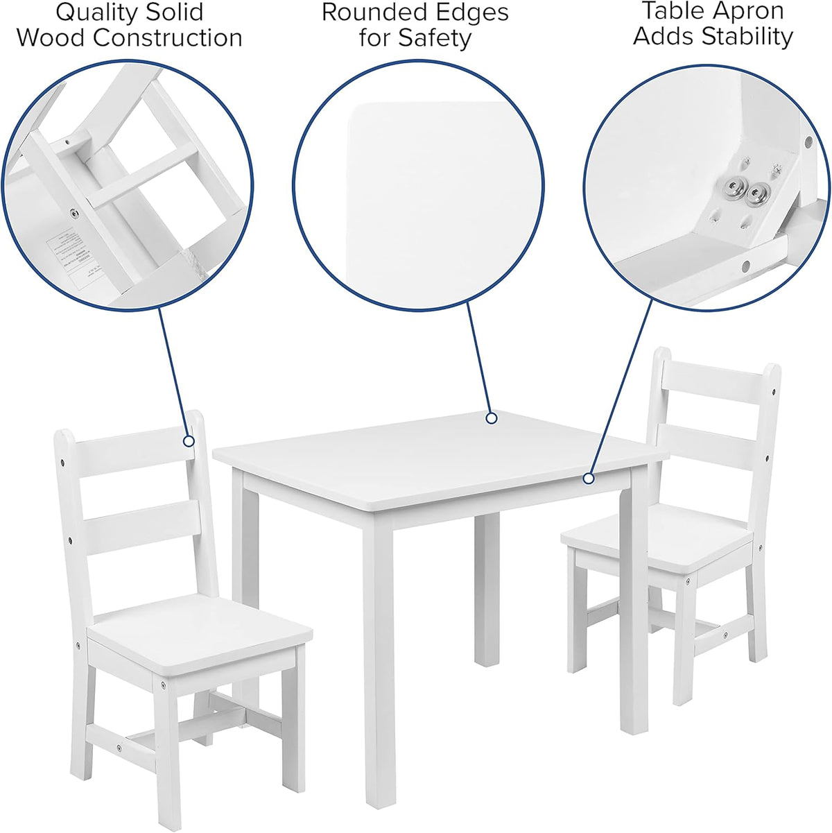 Flash Furniture Vierkante activiteit tafel sets, ontworpen hout, wit - QUORE