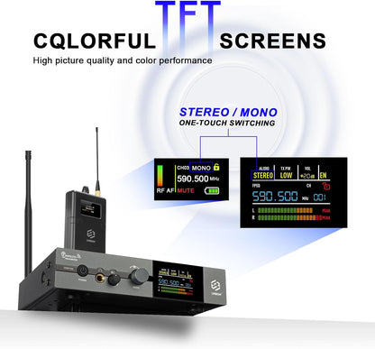 SEM100 Stereo Wireless In-Ear Monitor System - Professioneel IEM-apparaat voor live performance en geluidsstudio (1-kanaal, 1/2 zakzender, high-fidelity-geluidskwaliteit) (SEM100-2)