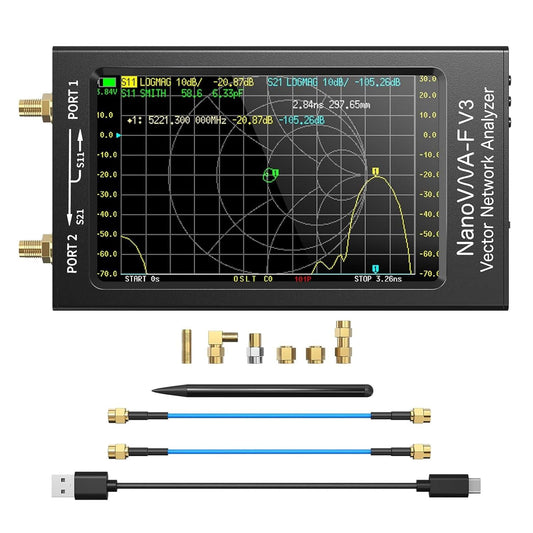 Seesii NanoVNA-F V3 Antenne Analyzer, 4.3 Inch Vector Network Analyzer 1MHz-6GHz HF VHF UHF voor Parameter Voltage S, SWR, Fase, Vertraging, Smith Diagram