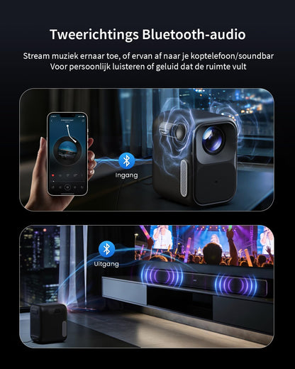 WEMAX Mini Beamer met Google TV & Officieel Netflix - 1080P Full HD Smart Projector (4K Support) - 300 ISO Lumen - Auto Focus & Keystone - Dolby Audio - Draagbare Beamer voor Thuisbioscoop & Gaming