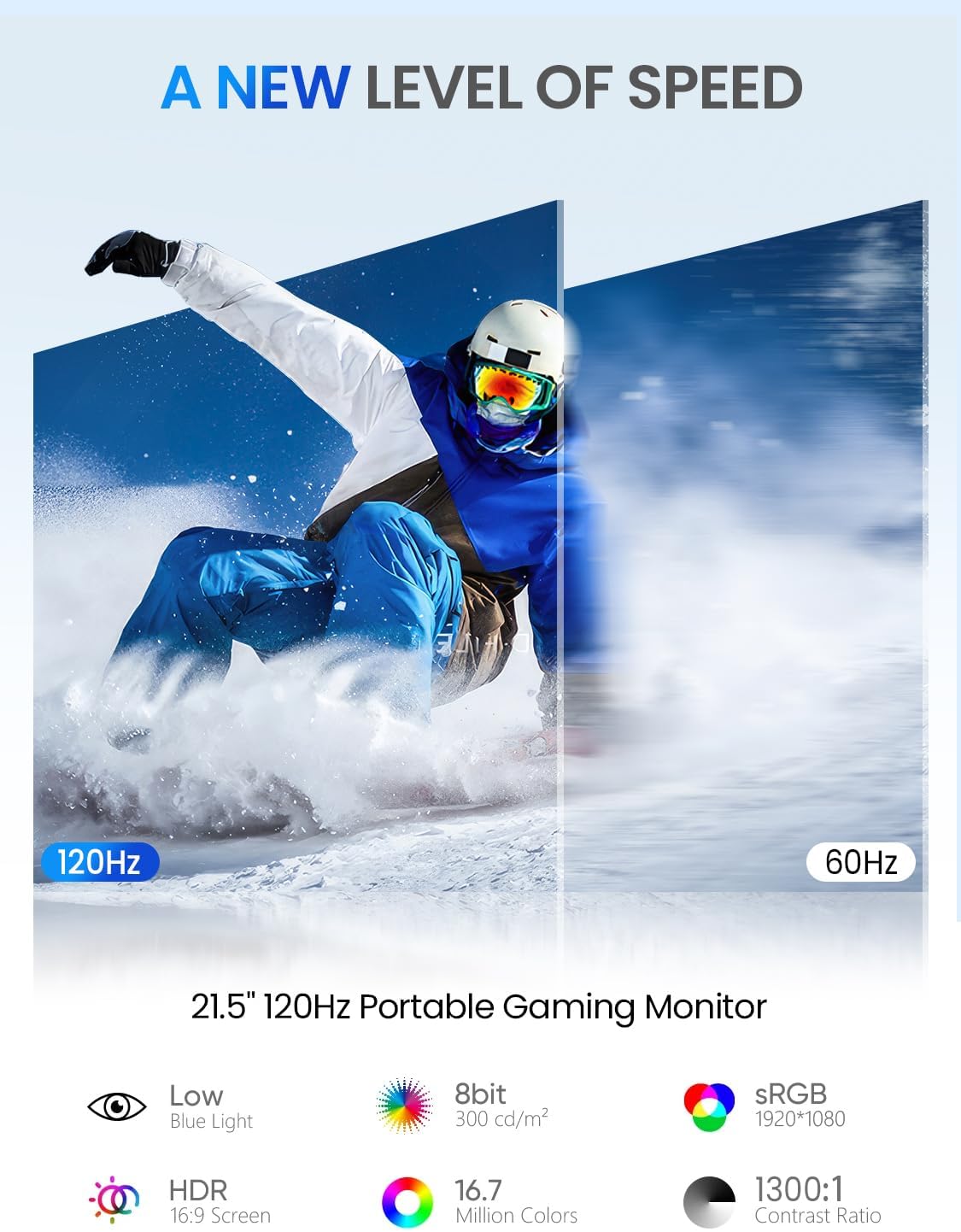 UPERFECT 21,5" 120Hz Draagbare Monitor, 1080P Full HD, Ingebouwde Stand, VESA Monteerbaar, Slank Aluminium Frame, voor Laptops, Mini PC's, Telefoons en Gaming Consoles