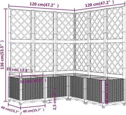 Gecheer Corner Planter with Trellis Polypropylene Brown 120 x 120 x 136 cm with Trellis - QUORE