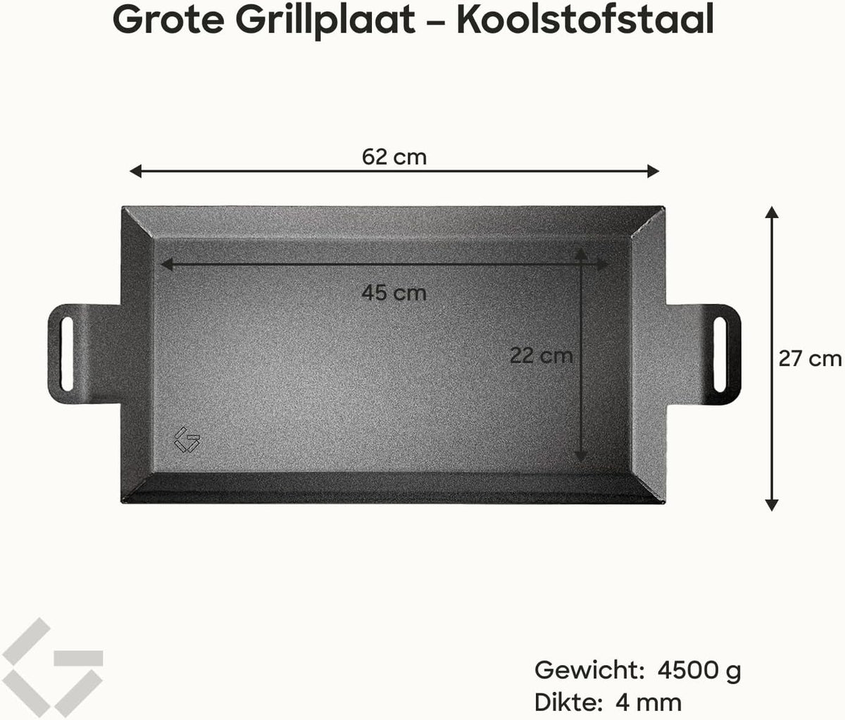 Gastrotools Zweedse Bakplaat Koolstofstaal 39x27cm – Natuurlijke Antiaanbaklaag, PFAS-vrij – Voor Binnen & Buiten – Oven, BBQ, Inductie & Gas – Hittebestendig tot 650°C (Large (62cm x 27cm))