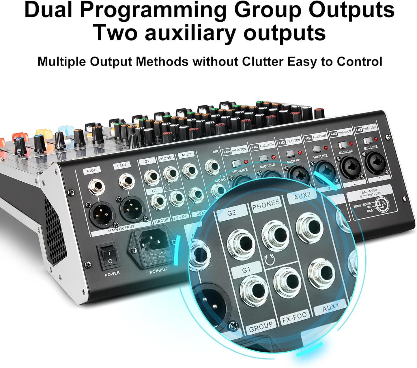 DJ-mixer – Mengpaneel – Mengtafel – Audio Mixer – Soundmixer – 8-Kanaals – USB & Bluetooth – 48V Fantoomvoeding