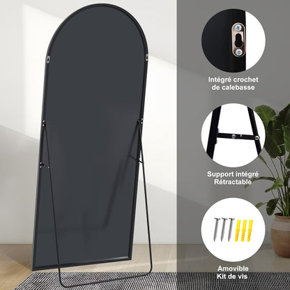 Staande Spiegel – Boogspiegel – Full Body Spiegel – Vloerspiegel – Wandspiegel – 179 x 65 cm – Aluminium Frame – Explosiebestendig Glas
