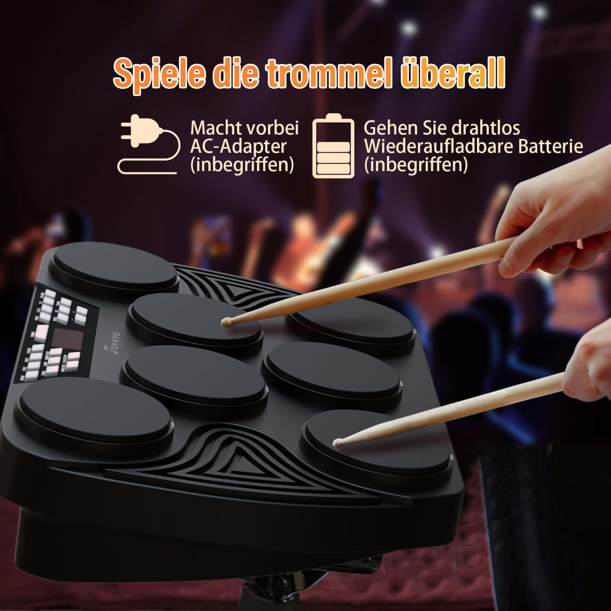 Elektronisch Drumstel – Elektronische Drumkit – Digitale Trommelset – Oprolbaar Drumpad – 7 Drumpads En 2 Pedalen, LCD-Display Met Ingebouwde Luidsprekers