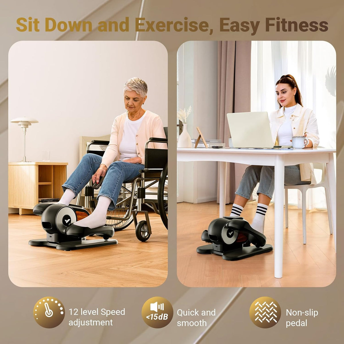 Mini Elliptical Trainer – Mini Crosstrainer – Fietstrainer – Stepper – Hometrainer – Met Afstandsbediening – 12 Snelheidsstanden & Stil ontwerp