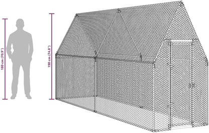 Kippenren – Kipverblijf – Dierenren – Buitenverblijf – Hokkenset – Gegalvaniseerd Staal – 200x100x190 cm – Stevig En Weerbestendig